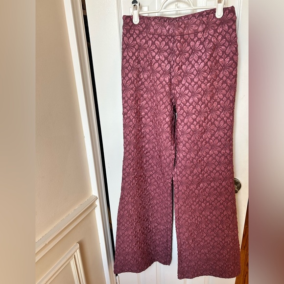 Free People Runaway Floral Flare Pants Crushed Berry - Picture 3 of 10